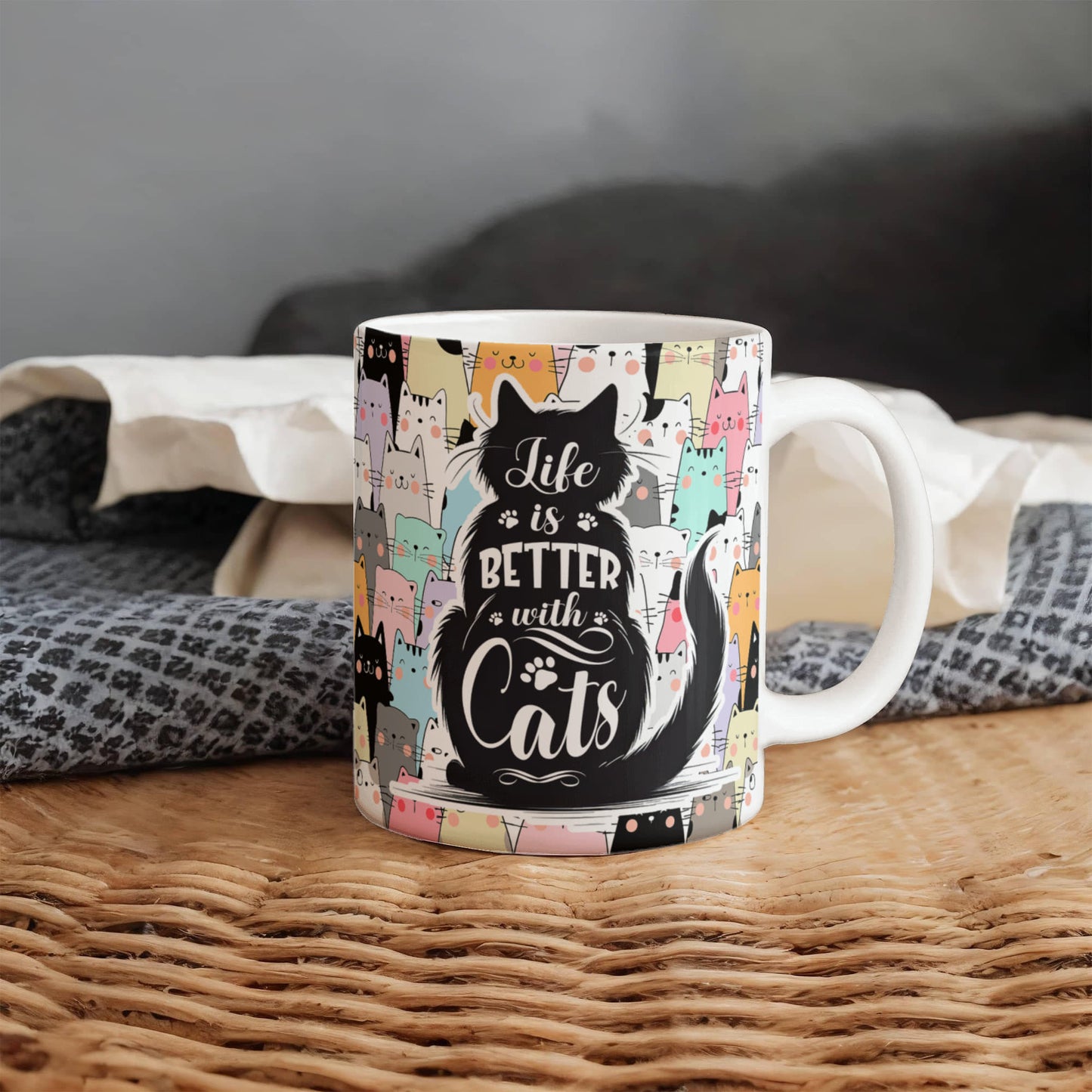 Life Is Better With Cats - White Ceramic Mug