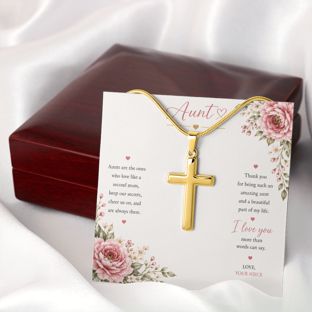 Aunt - Artisan Cross Necklace with Snake Chain