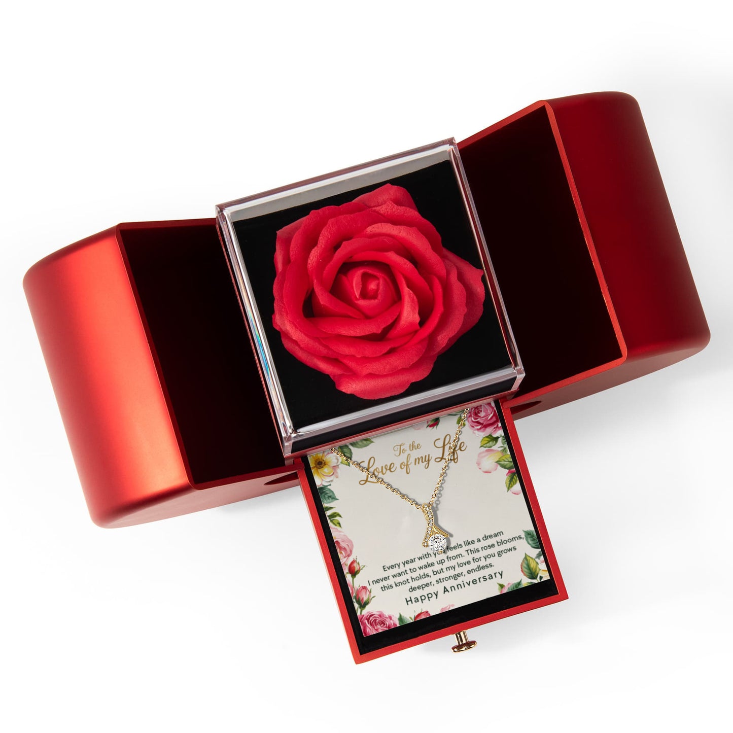 To The Love Of My Life - Alluring Beauty Necklace with Red Heart Rose Box