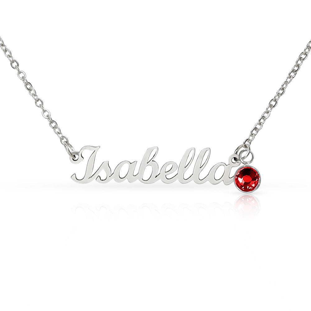 Happy Birthday - Custom Name Necklace with Birthstone