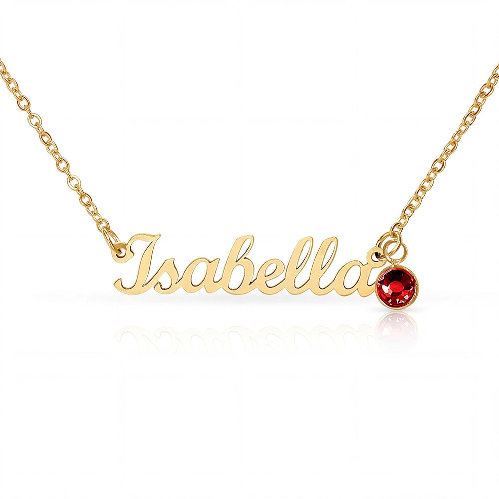 Happy Birthday - Custom Name Necklace with Birthstone