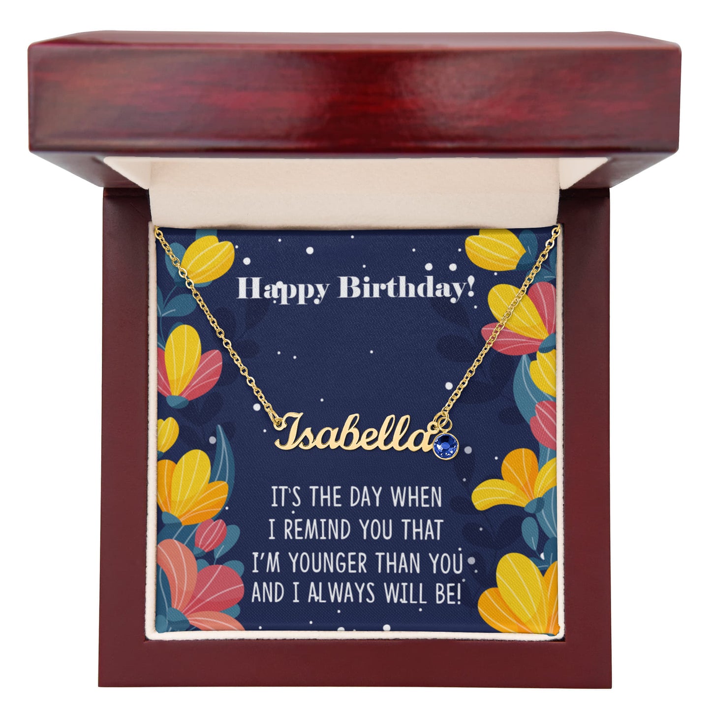 Happy Birthday - Custom Name Necklace with Birthstone