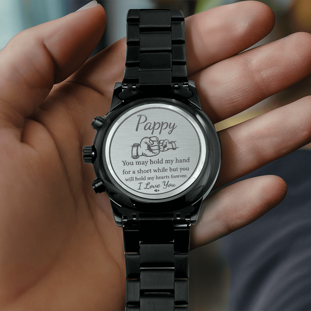 Pappy - Engraved Black Chronograph Watch