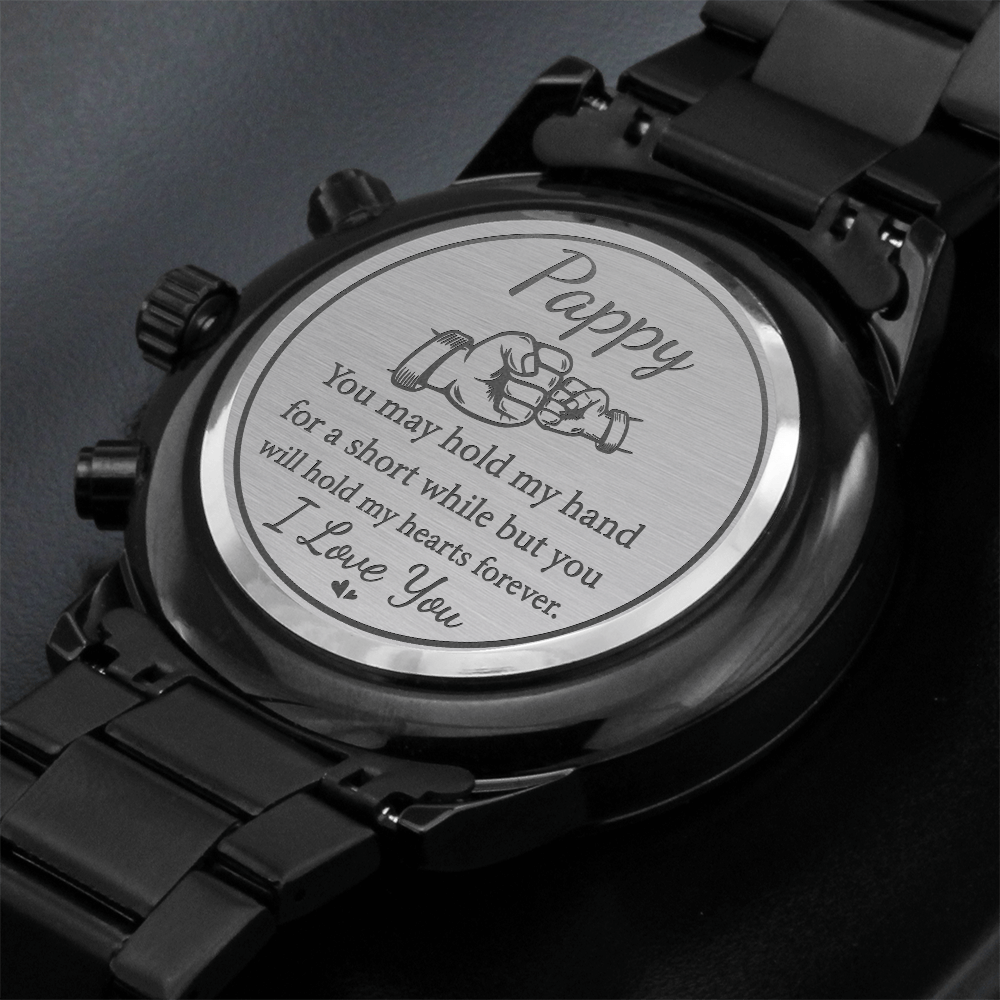 Pappy - Engraved Black Chronograph Watch