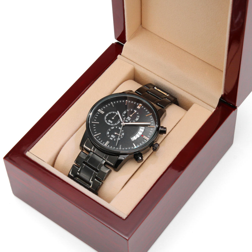 Pappy - Engraved Black Chronograph Watch