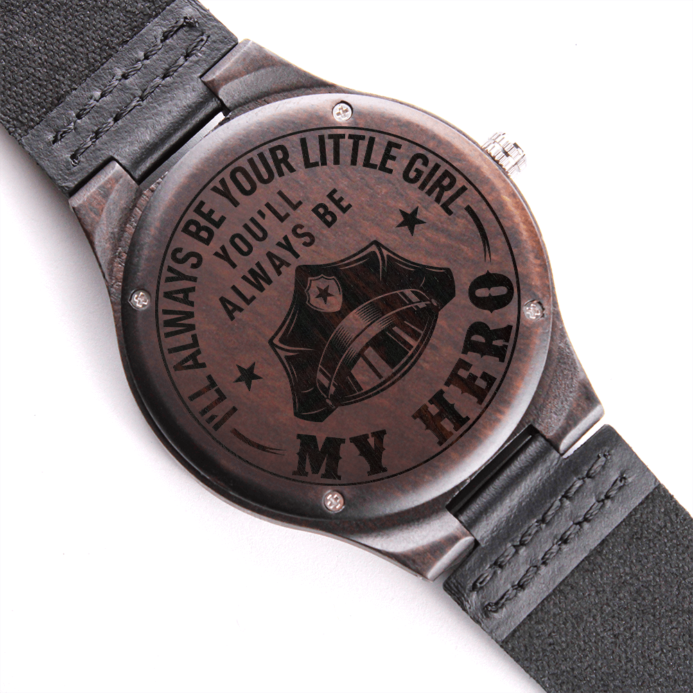 Police Officer My Hero From Daughter - Engraved Wood Watch