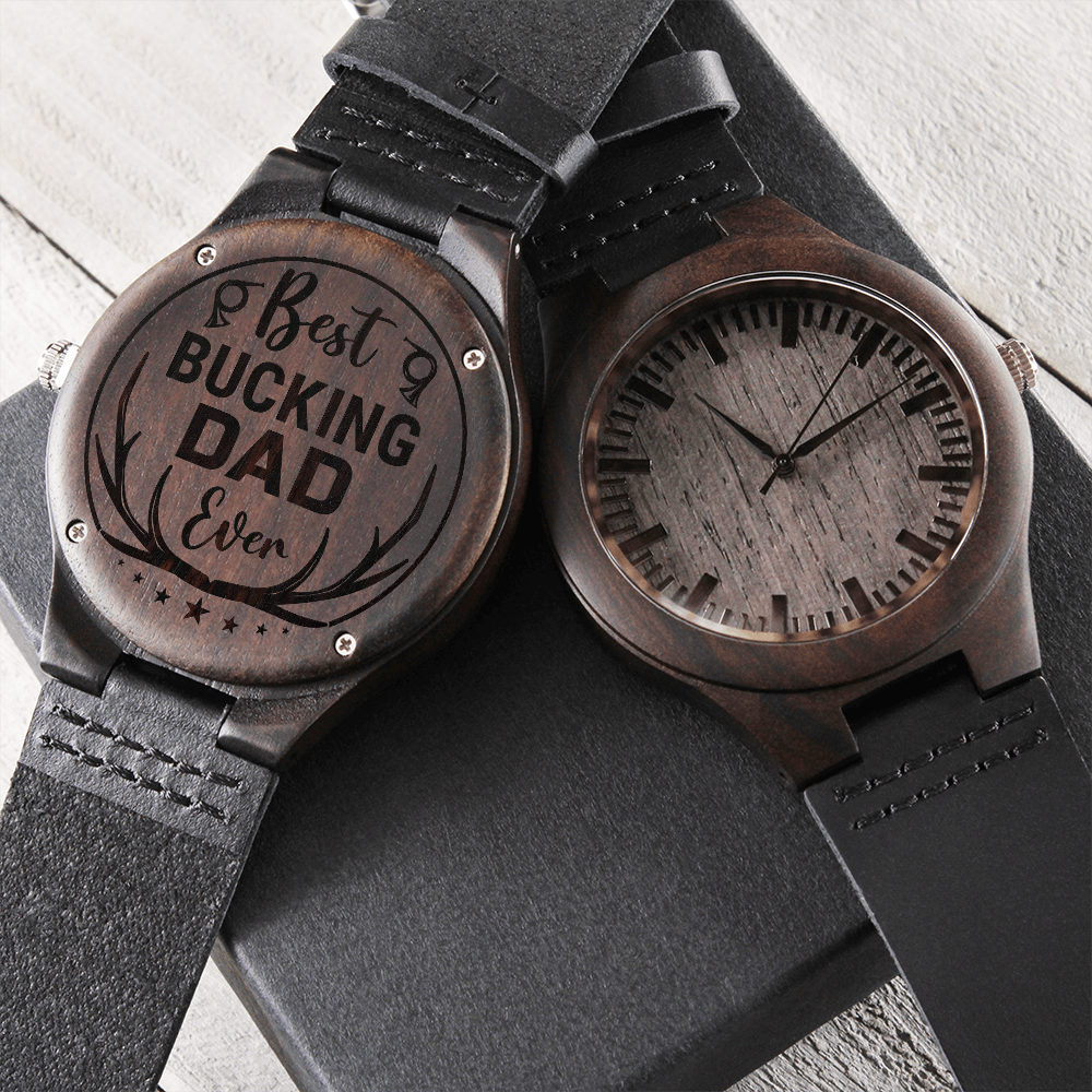 Best Bucking Dad - Engraved Wood Watch