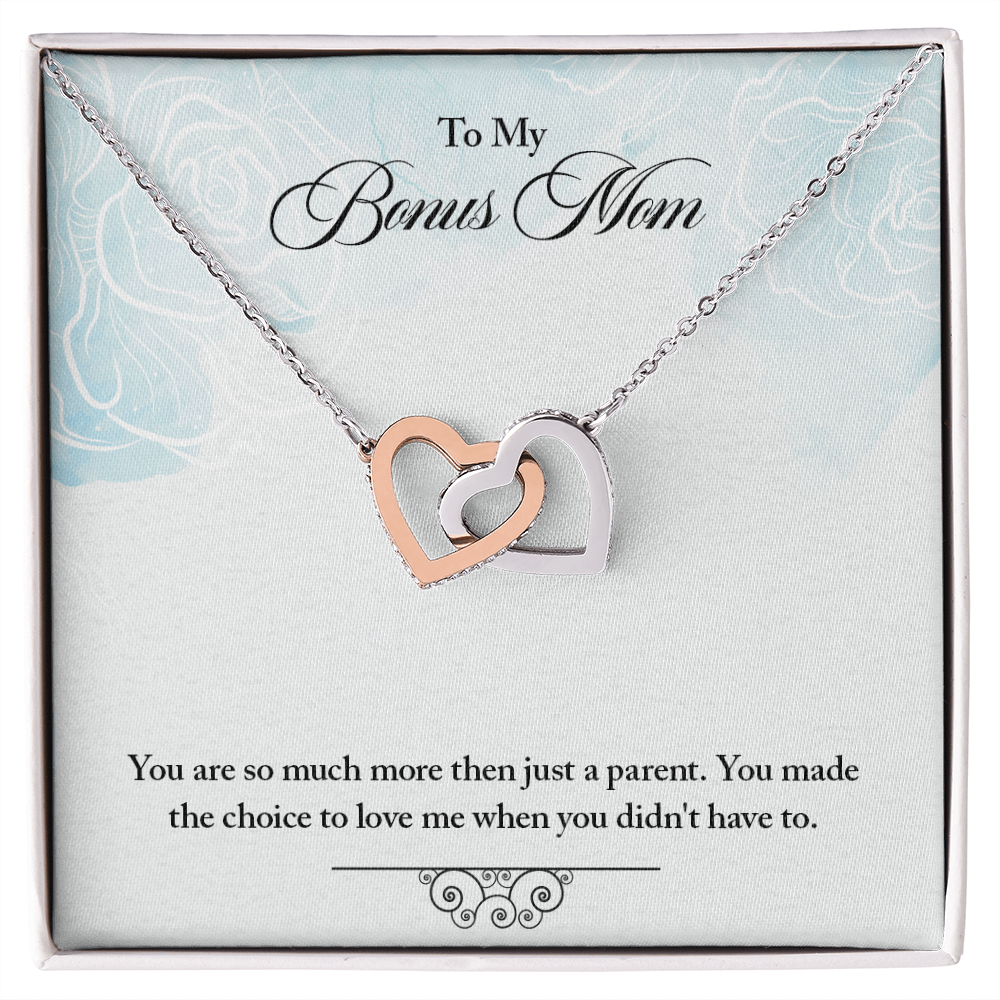 To My Bonus Mom - Interlocking Hearts Necklace