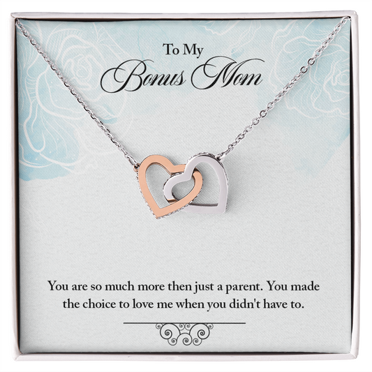 To My Bonus Mom - Interlocking Hearts Necklace