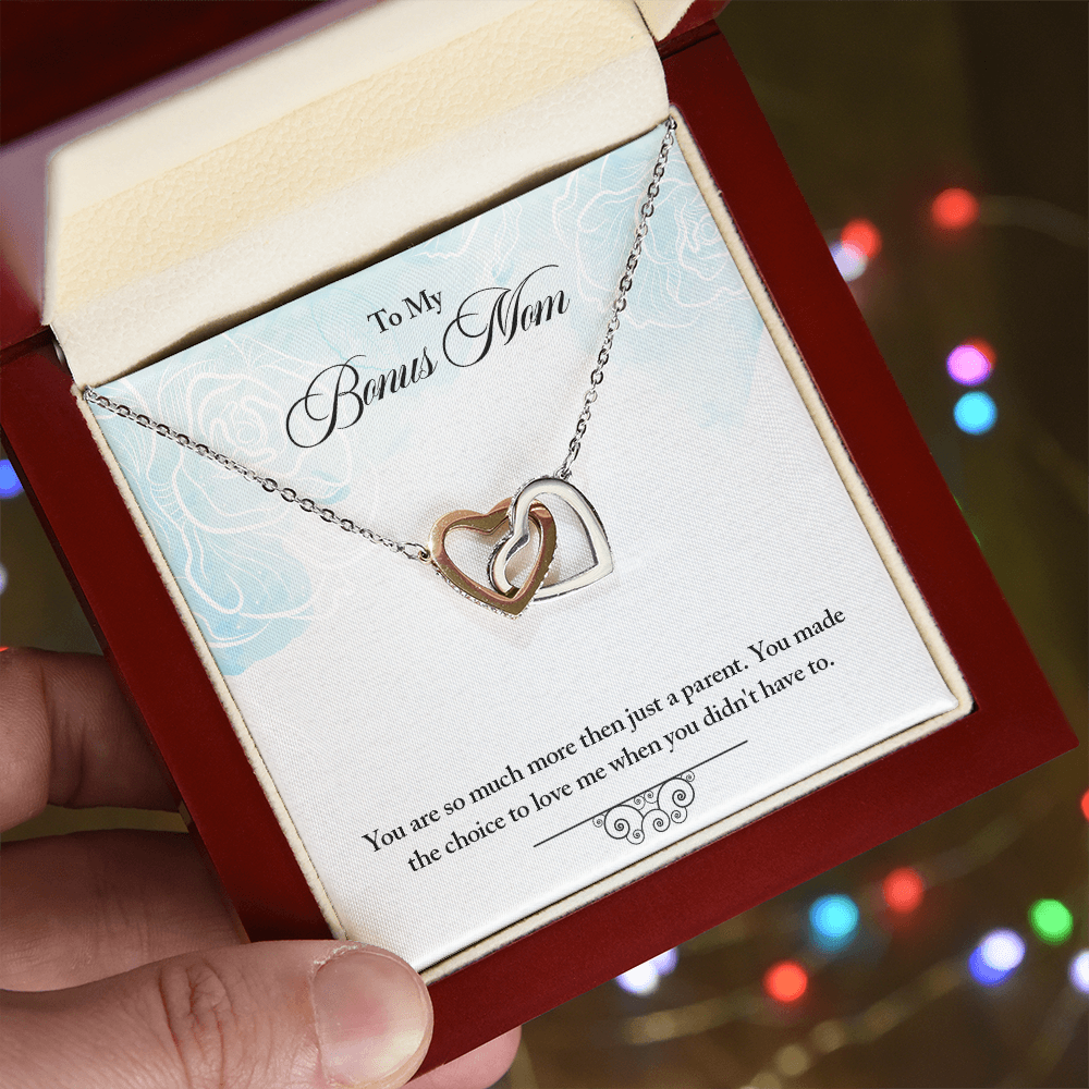 To My Bonus Mom - Interlocking Hearts Necklace
