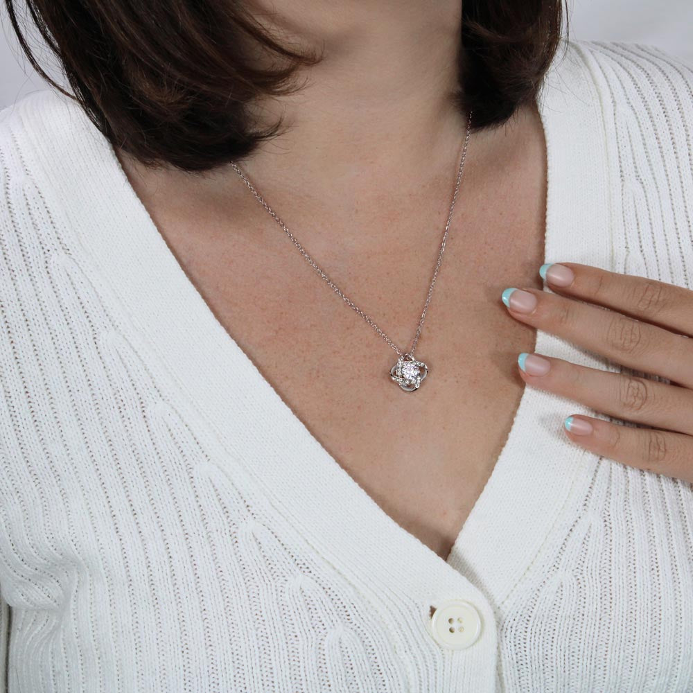 Love Knot Necklace - Cubic Zirconia Pendant Jewelry for Women in 14K White Gold & 18K Yellow Gold