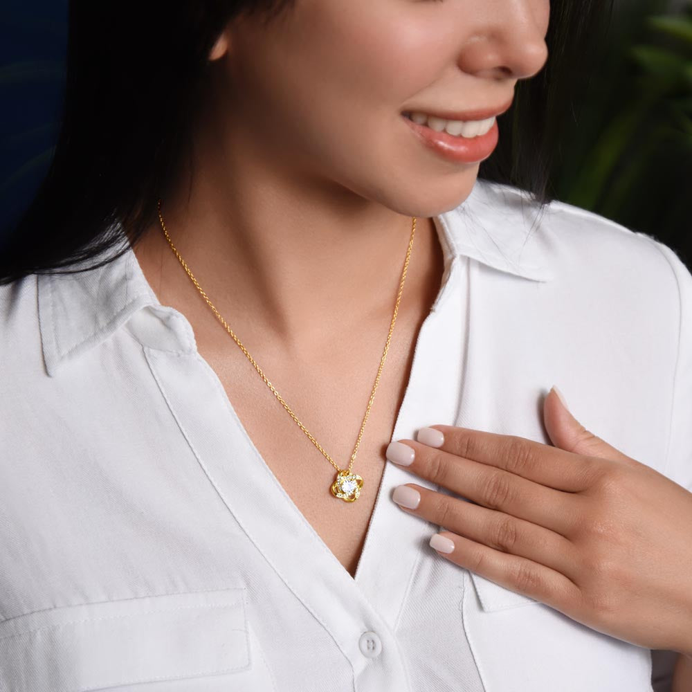 Love Knot Necklace - Cubic Zirconia Pendant Jewelry for Women in 14K White Gold & 18K Yellow Gold