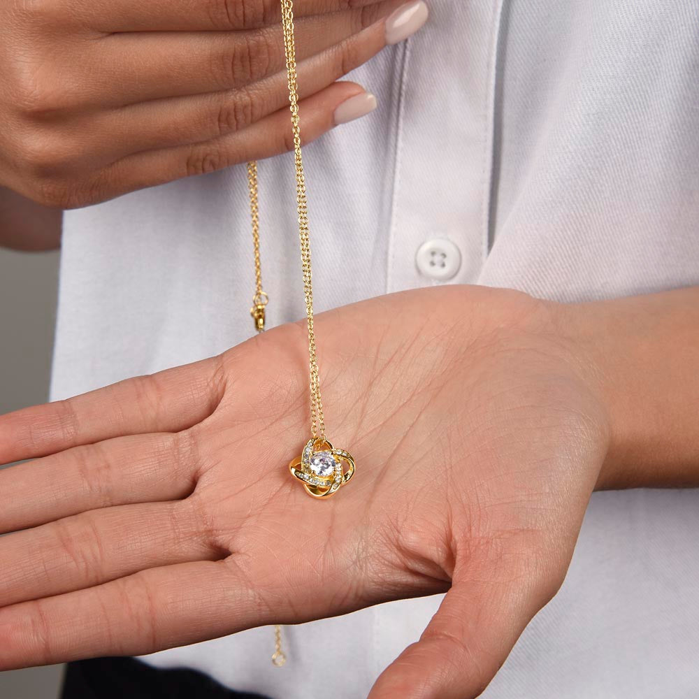 Love Knot Necklace - Cubic Zirconia Pendant Jewelry for Women in 14K White Gold & 18K Yellow Gold