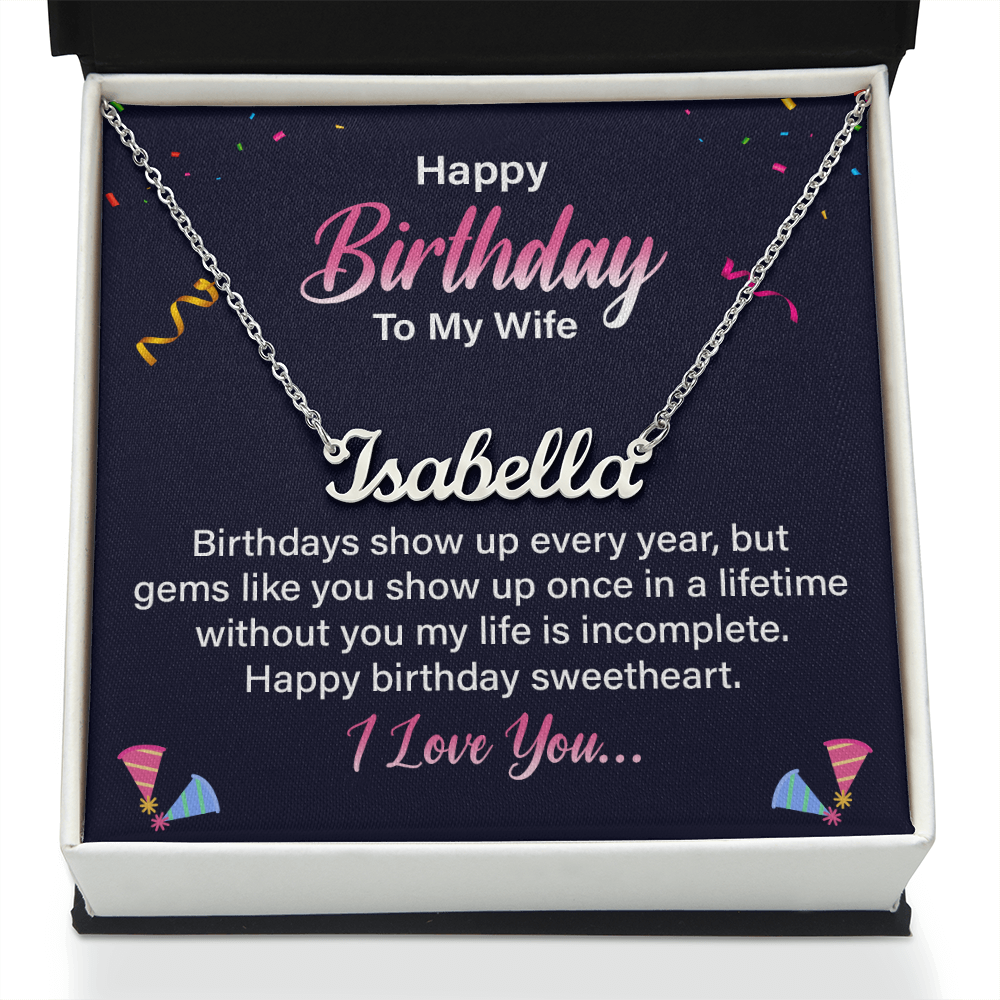 Happy Birthday To My Wife - Custom Name Necklace