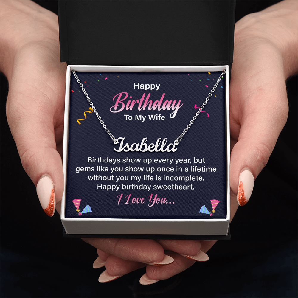 Happy Birthday To My Wife - Custom Name Necklace