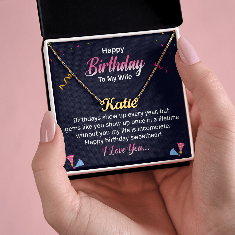 Happy Birthday To My Wife - Custom Name Necklace