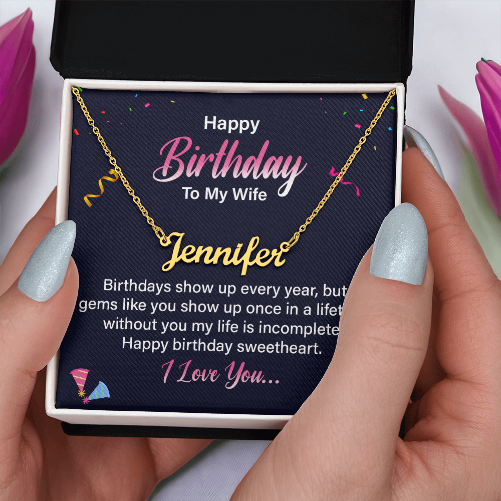 Happy Birthday To My Wife - Custom Name Necklace