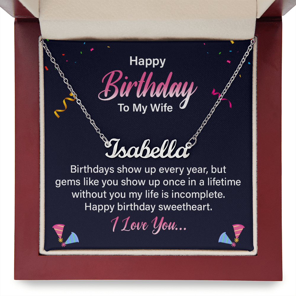 Happy Birthday To My Wife - Custom Name Necklace