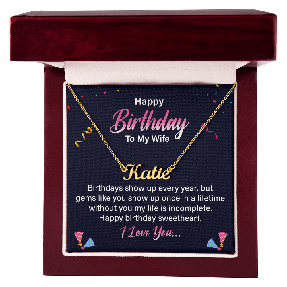 Happy Birthday To My Wife - Custom Name Necklace