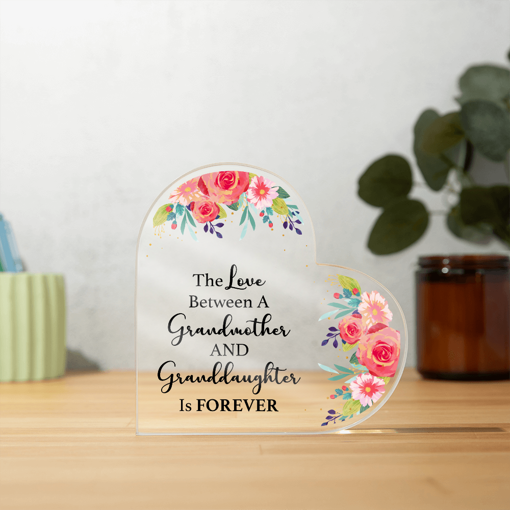 The Love Between a Grandmother and Granddaughter - Acrylic Heart Keepsake Display