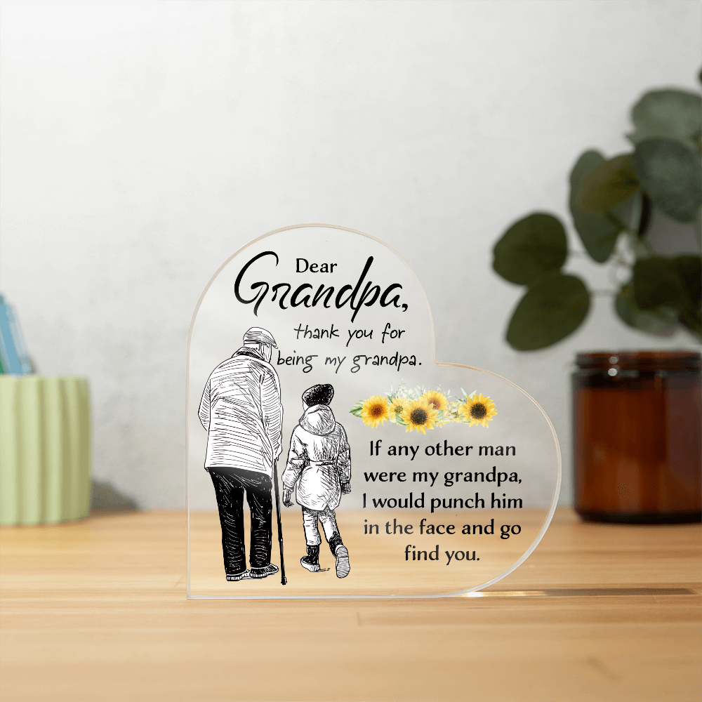 Dear Grandpa - Acrylic Heart Keepsake Display