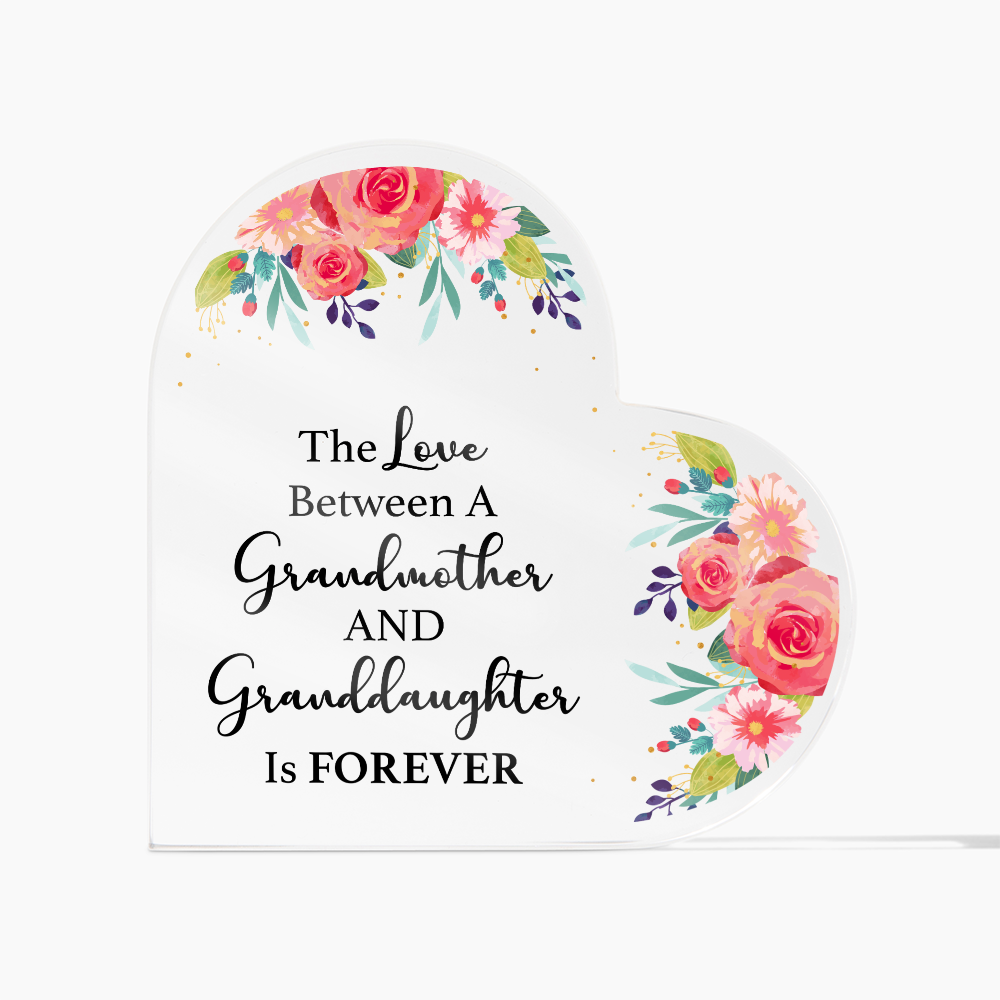 The Love Between a Grandmother and Granddaughter - Acrylic Heart Keepsake Display