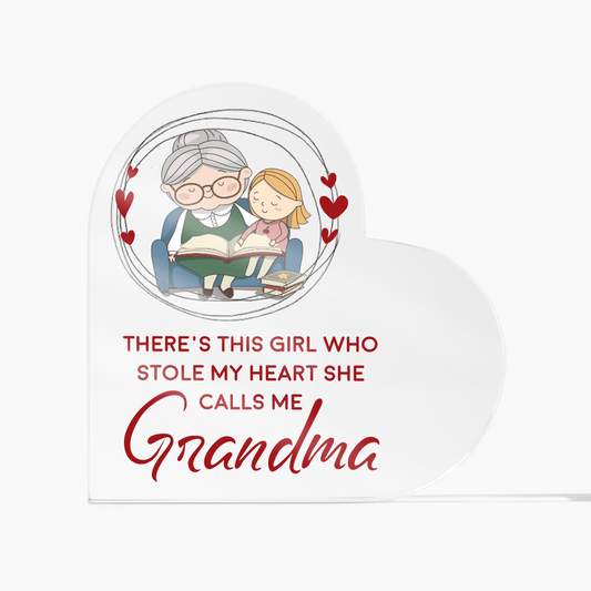 She Calls Me Grandma - Acrylic Heart Keepsake Display