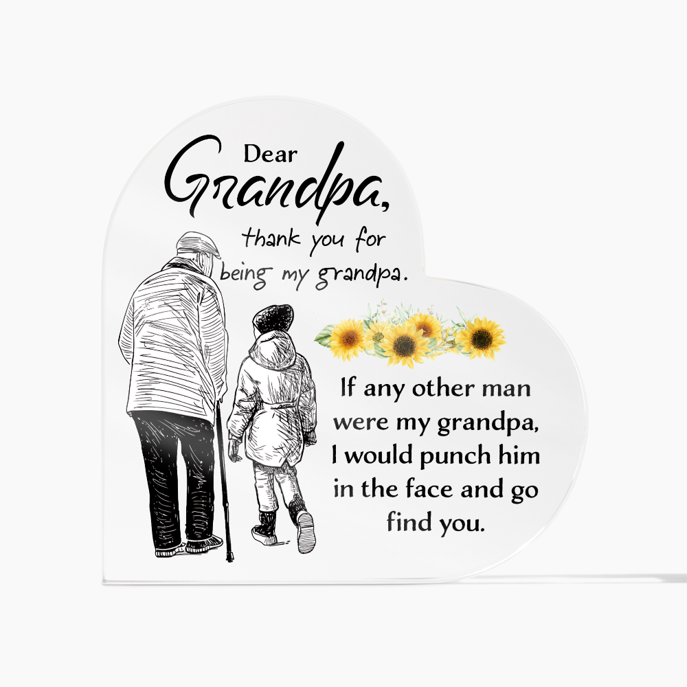 Dear Grandpa - Acrylic Heart Keepsake Display