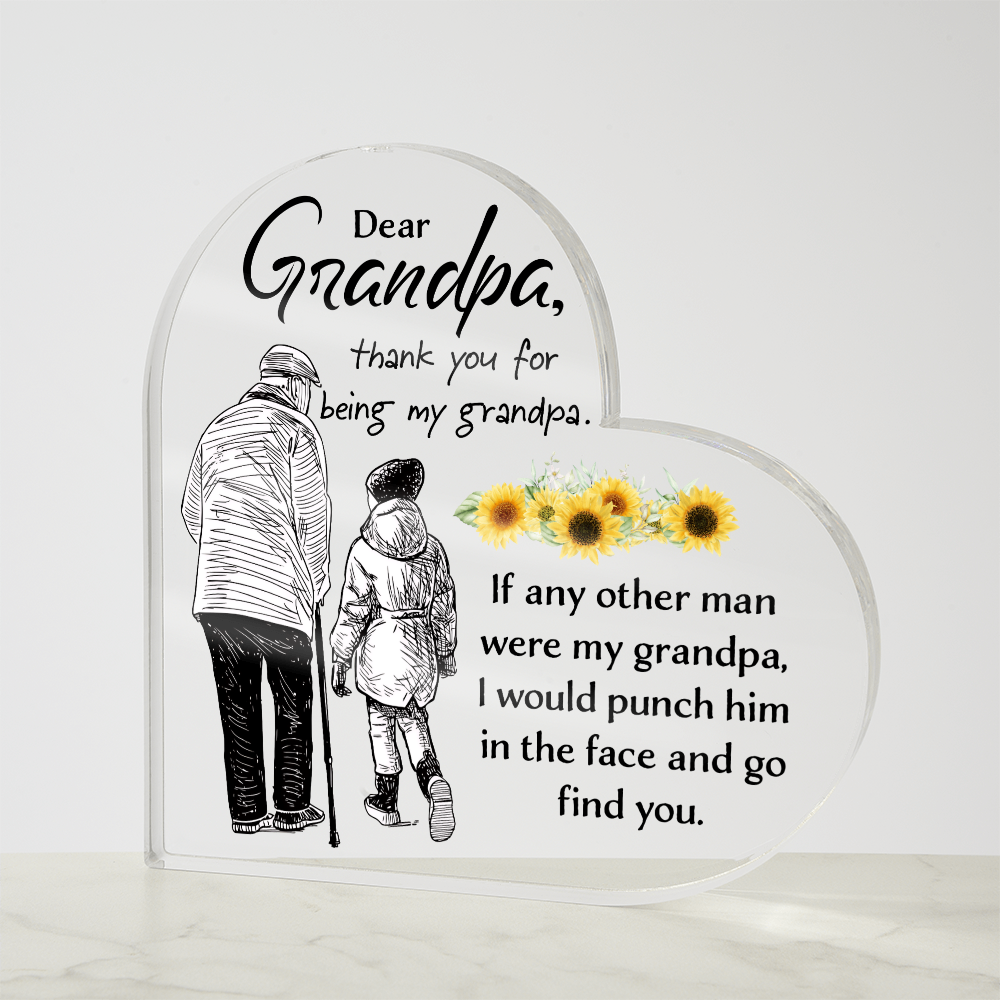 Dear Grandpa - Acrylic Heart Keepsake Display