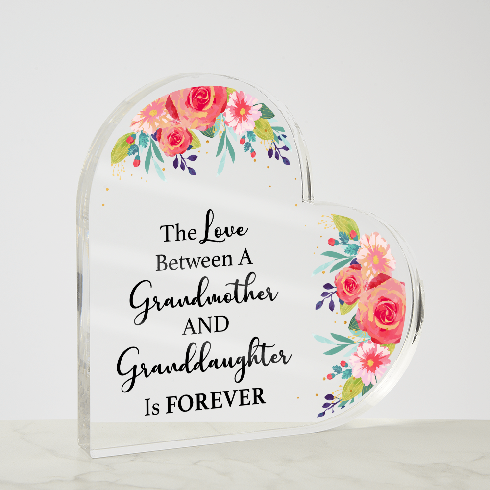 The Love Between a Grandmother and Granddaughter - Acrylic Heart Keepsake Display
