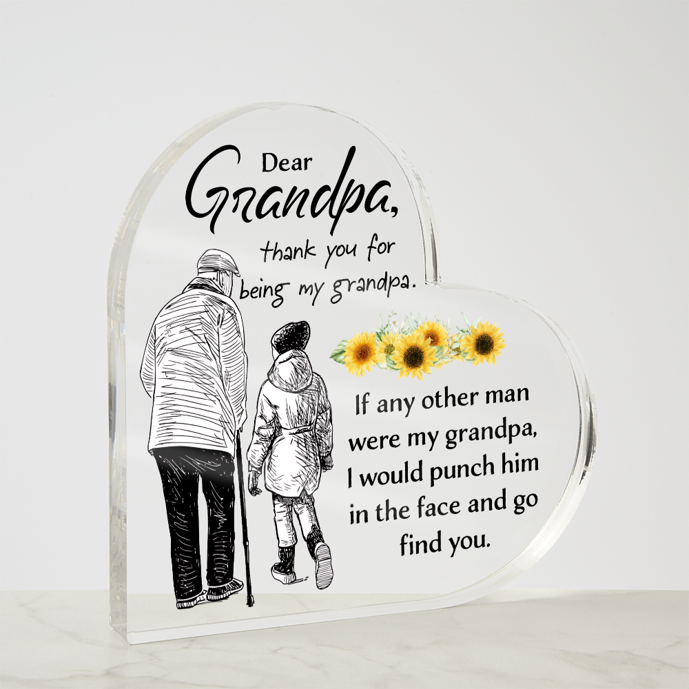 Dear Grandpa - Acrylic Heart Keepsake Display