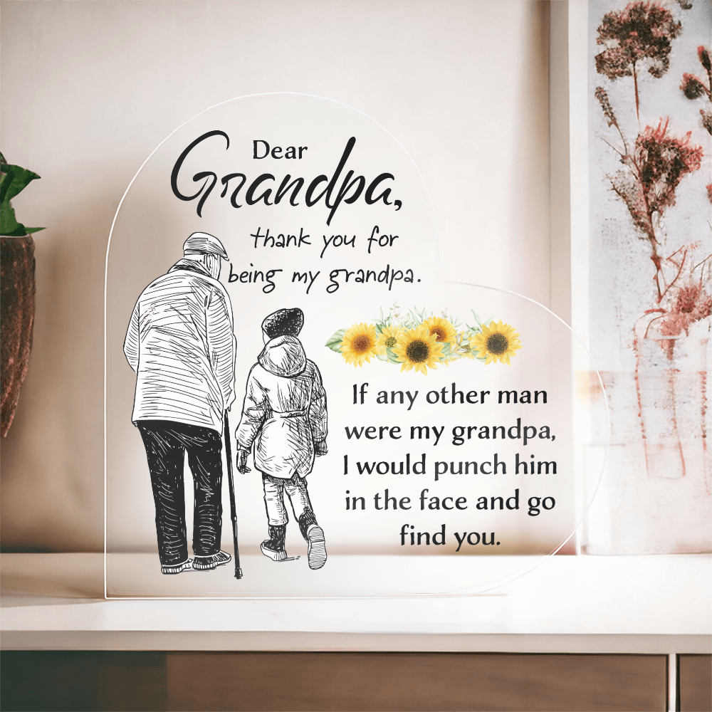 Dear Grandpa - Acrylic Heart Keepsake Display