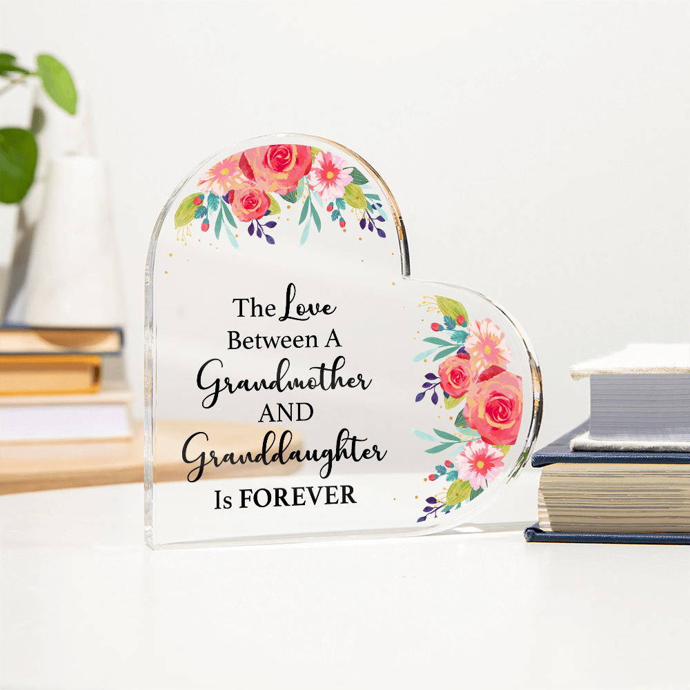 The Love Between a Grandmother and Granddaughter - Acrylic Heart Keepsake Display