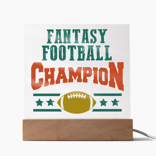 Fantasy Football Champion - Acrylic LED Square Plaque