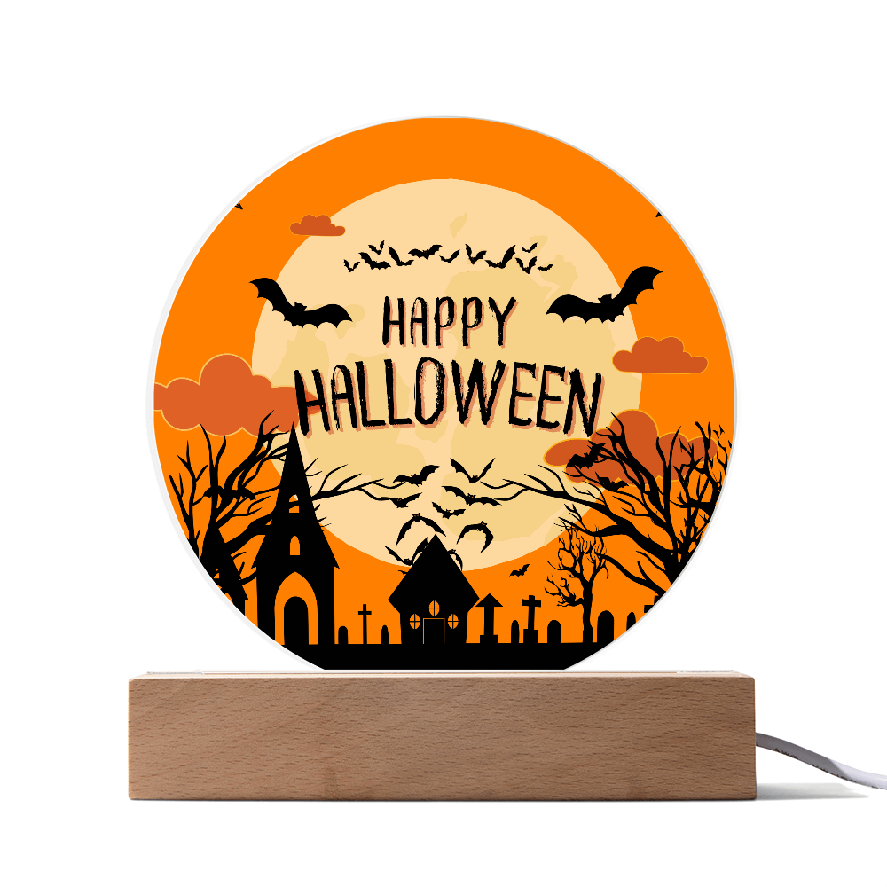 Happy Halloween LED  Acrylic Circle Plaque