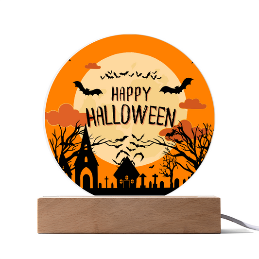 Happy Halloween LED  Acrylic Circle Plaque