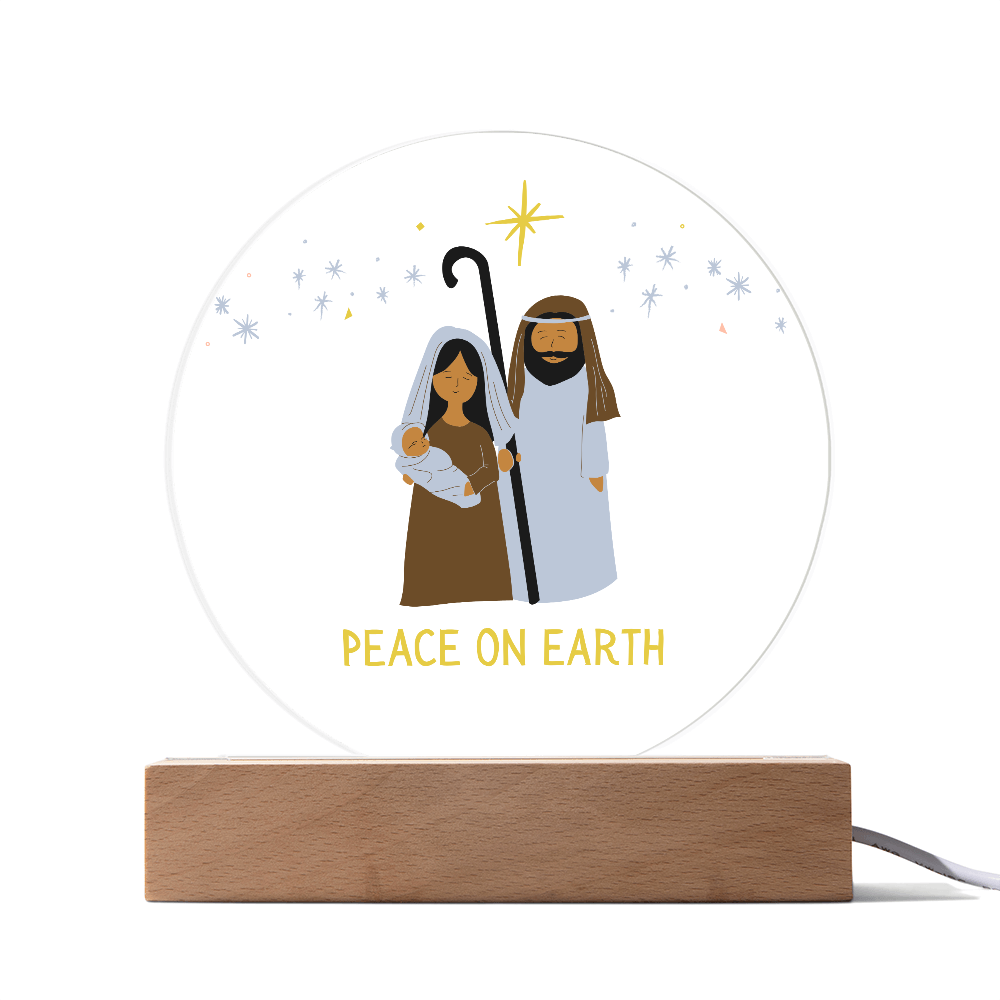 Peace On Earth Nativity Scene - Acrylic LED Circle Plaque