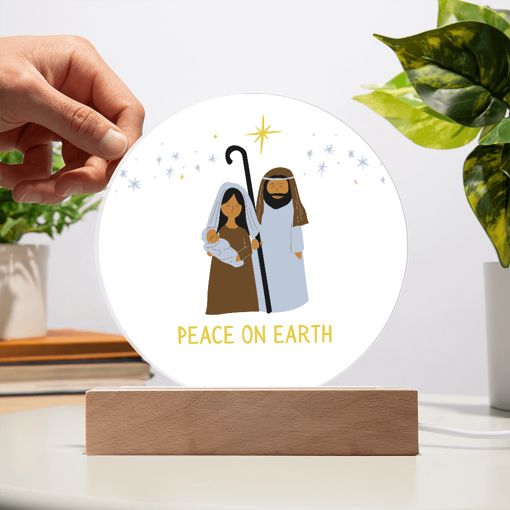 Peace On Earth Nativity Scene - Acrylic LED Circle Plaque