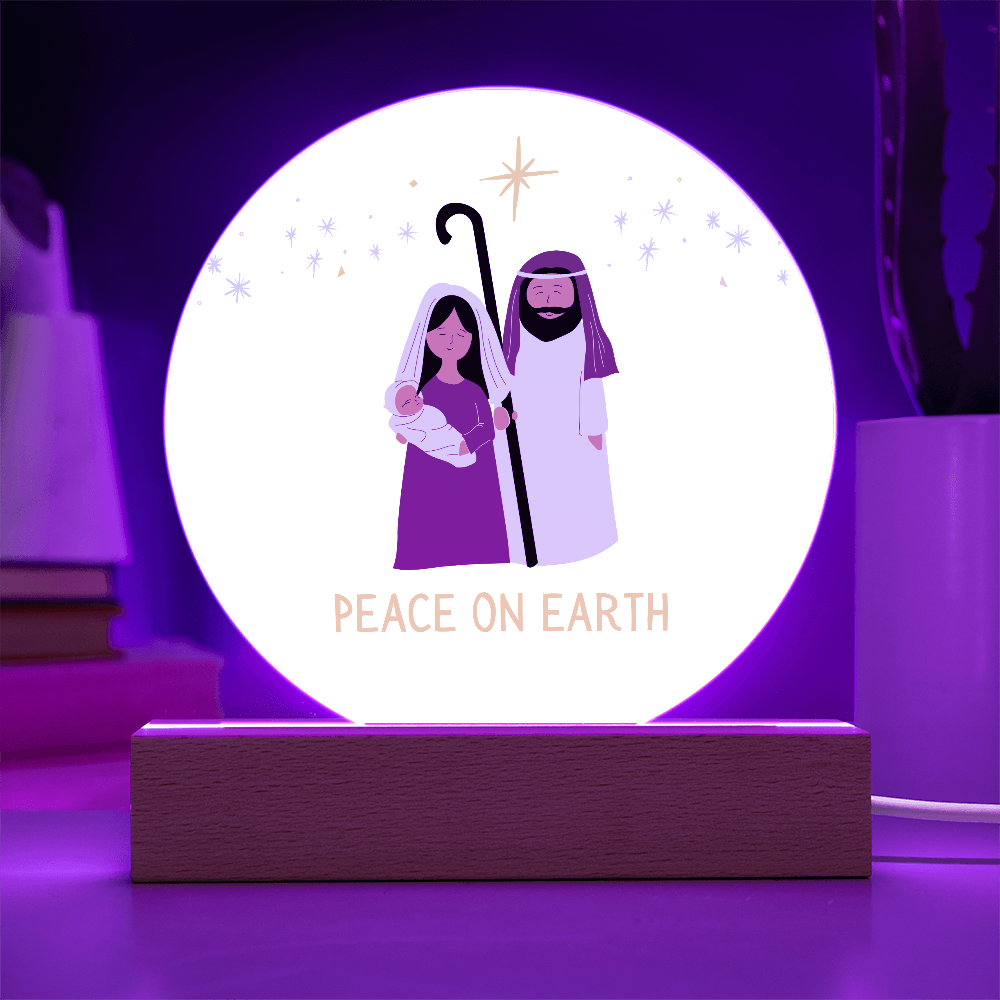 Peace On Earth Nativity Scene - Acrylic LED Circle Plaque