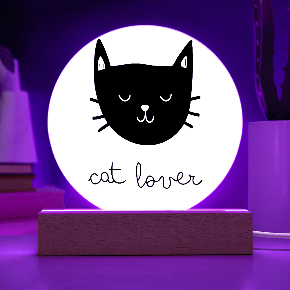 Cat Lover - Acrylic LED Circle Plaque