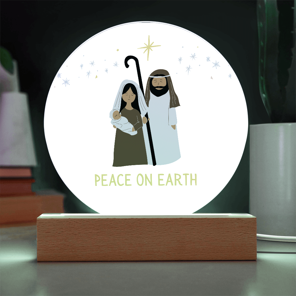 Peace On Earth Nativity Scene - Acrylic LED Circle Plaque