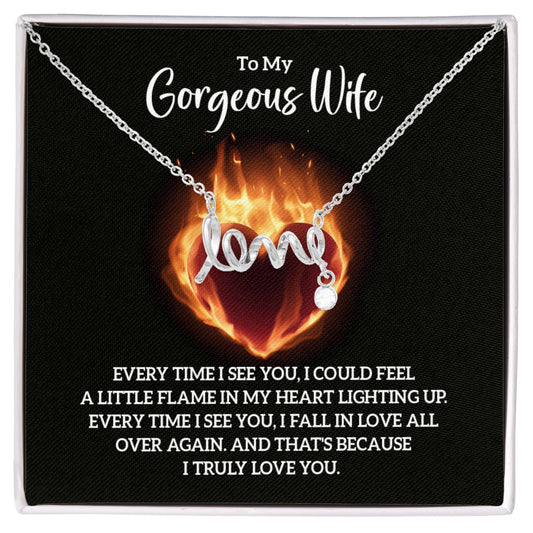 To My Gorgeous Wife - Scripted Love Necklace