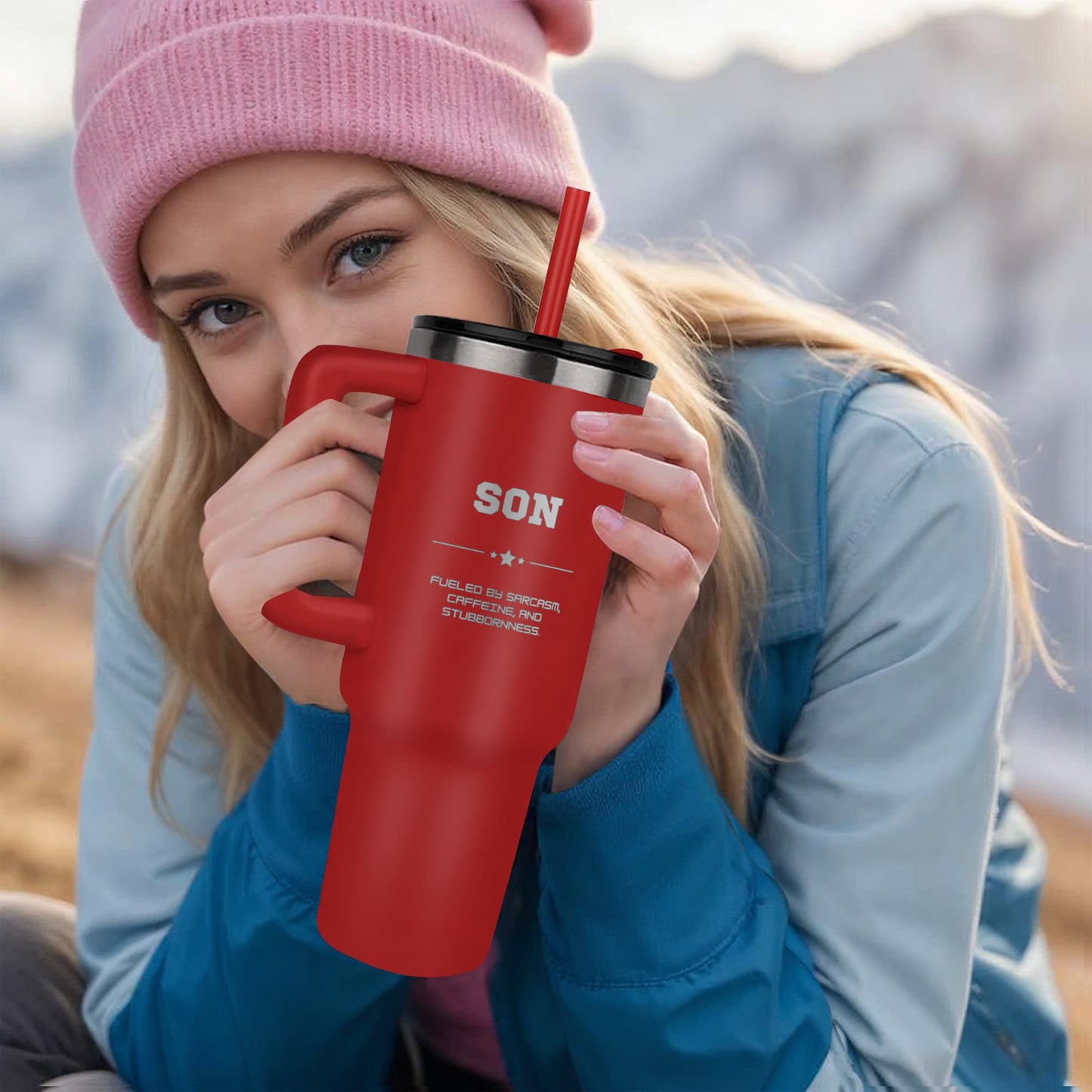 Son - Sarcasm, Caffeine, Stubbornness - Pinnacle 40 oz Laser Engraved Tumbler