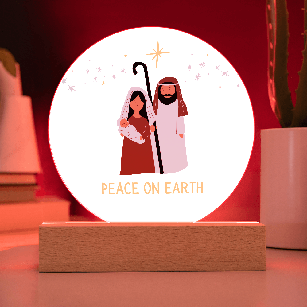 Peace On Earth Nativity Scene - Acrylic LED Circle Plaque
