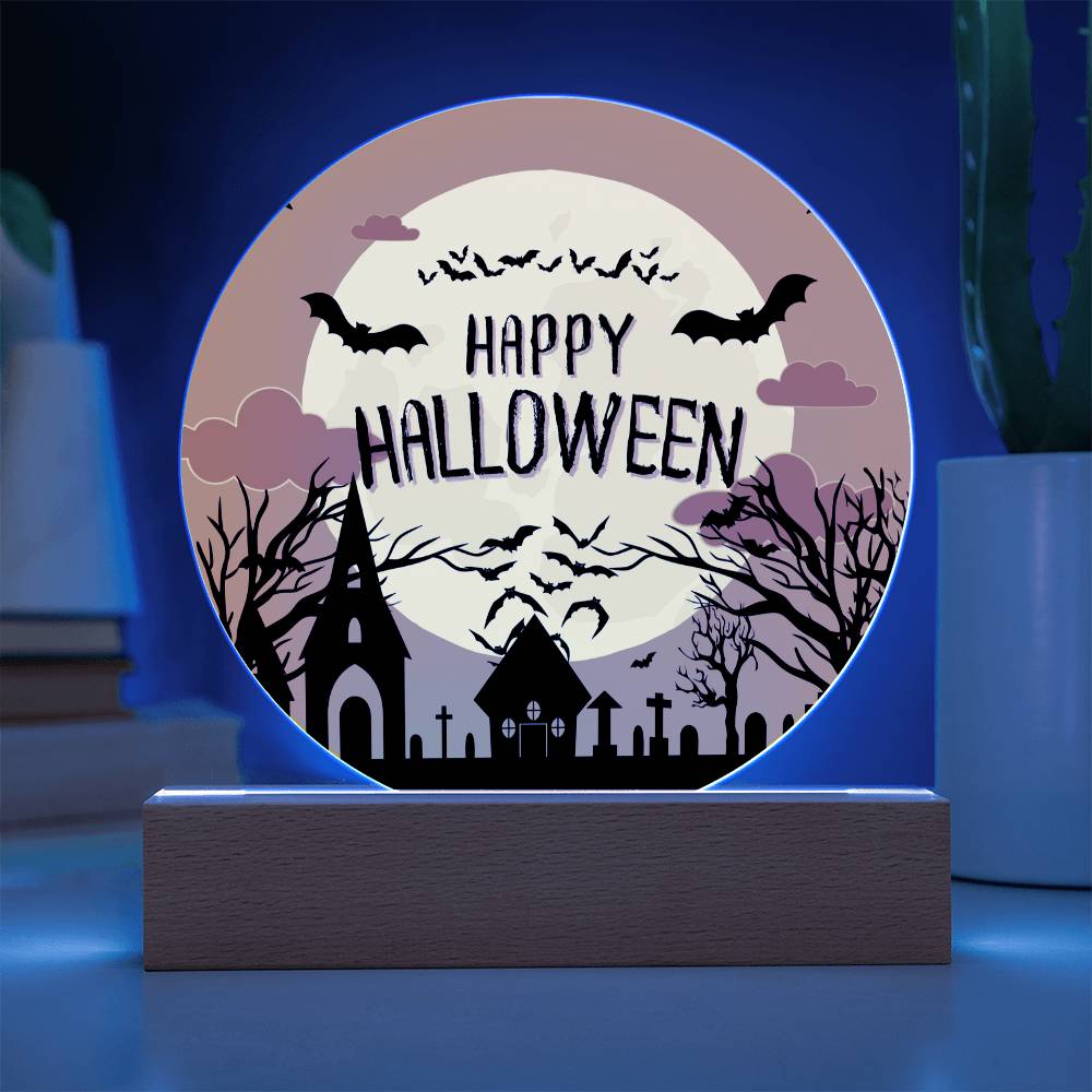 Happy Halloween LED  Acrylic Circle Plaque