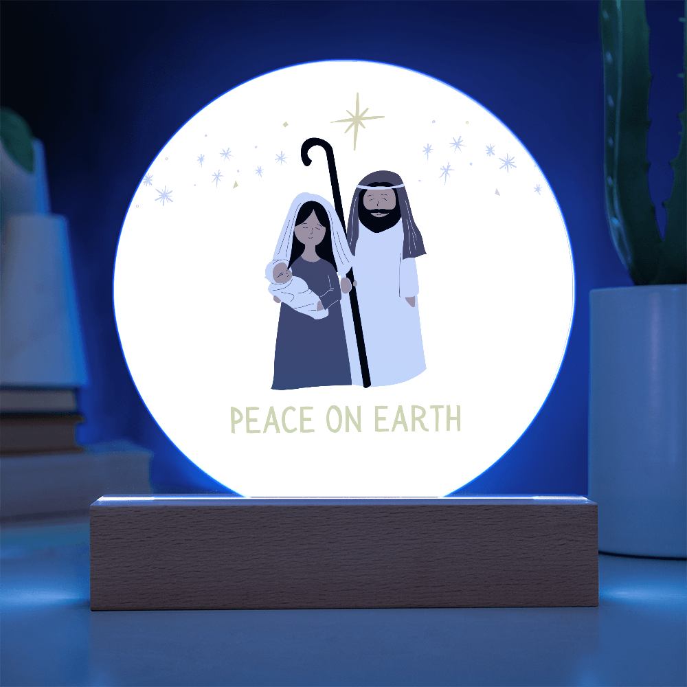 Peace On Earth Nativity Scene - Acrylic LED Circle Plaque