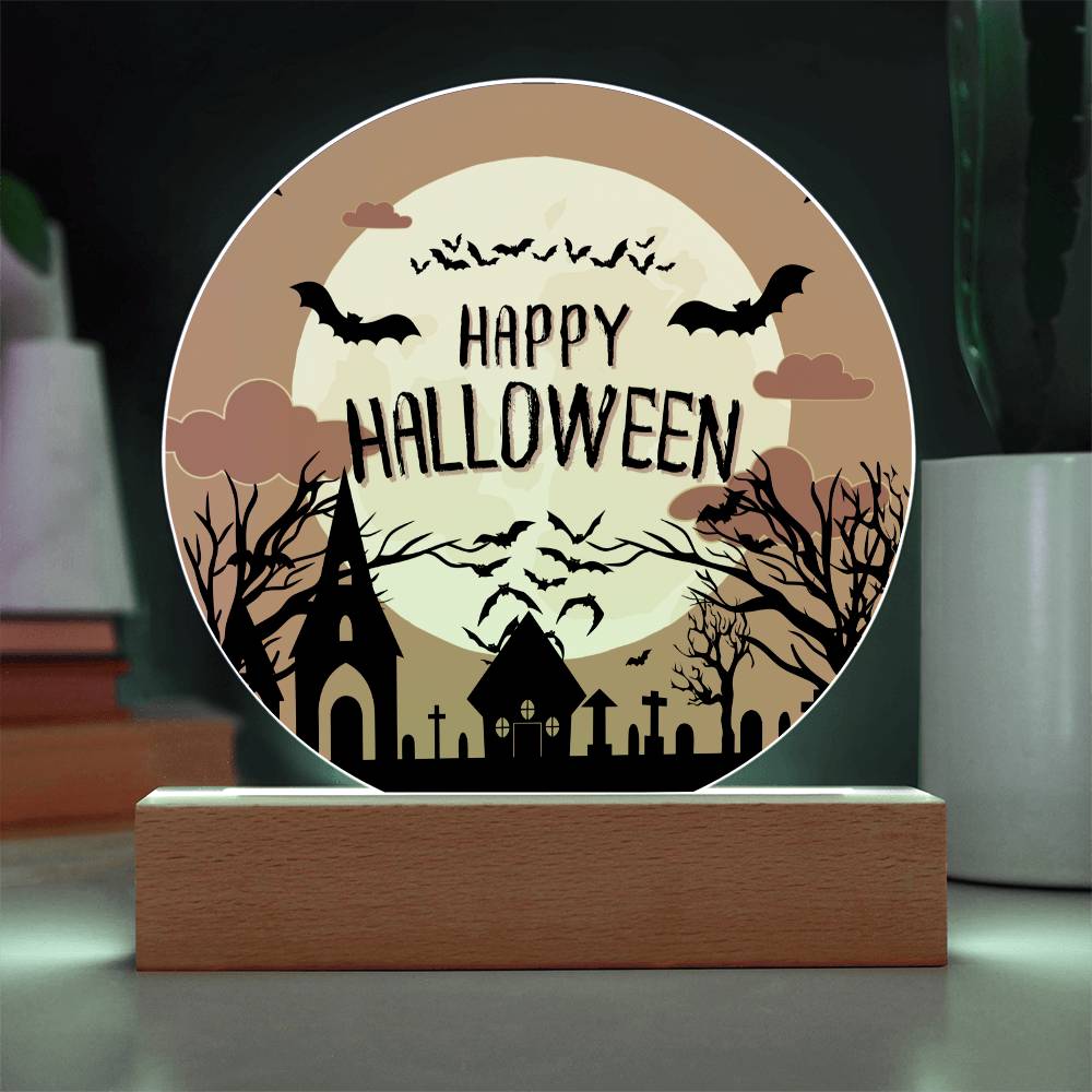 Happy Halloween LED  Acrylic Circle Plaque