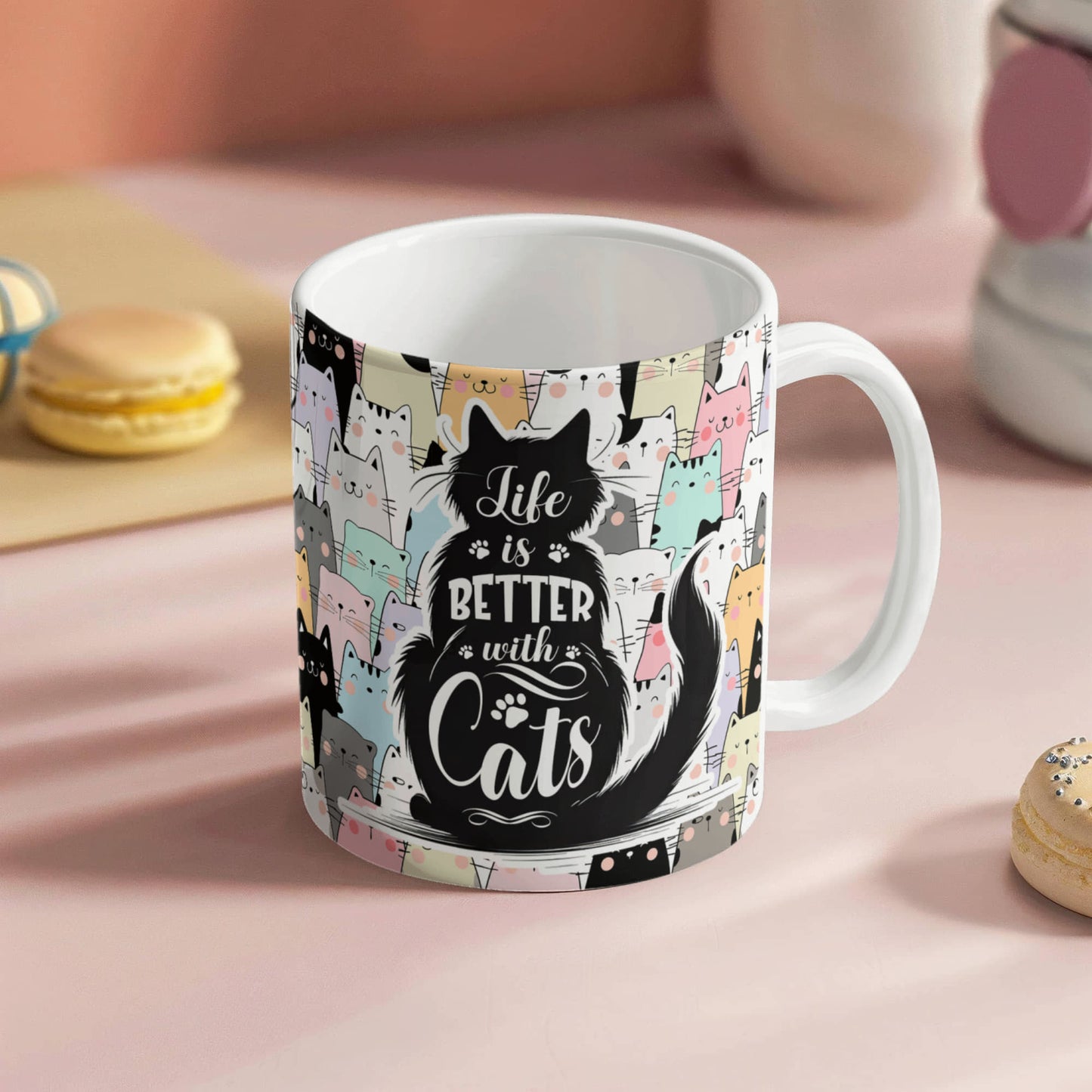 Life Is Better With Cats - White Ceramic Mug