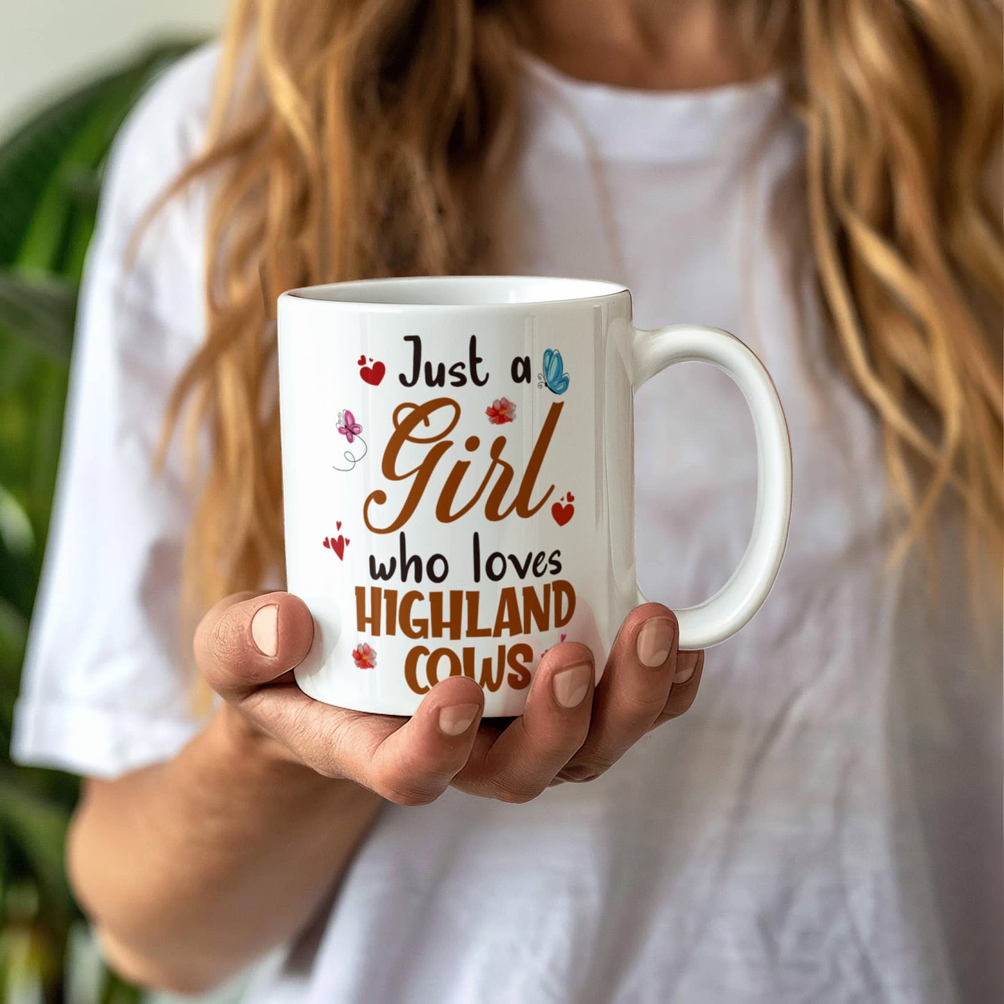 Just a Girl Who Loves Highland Cows - White Ceramic Mug