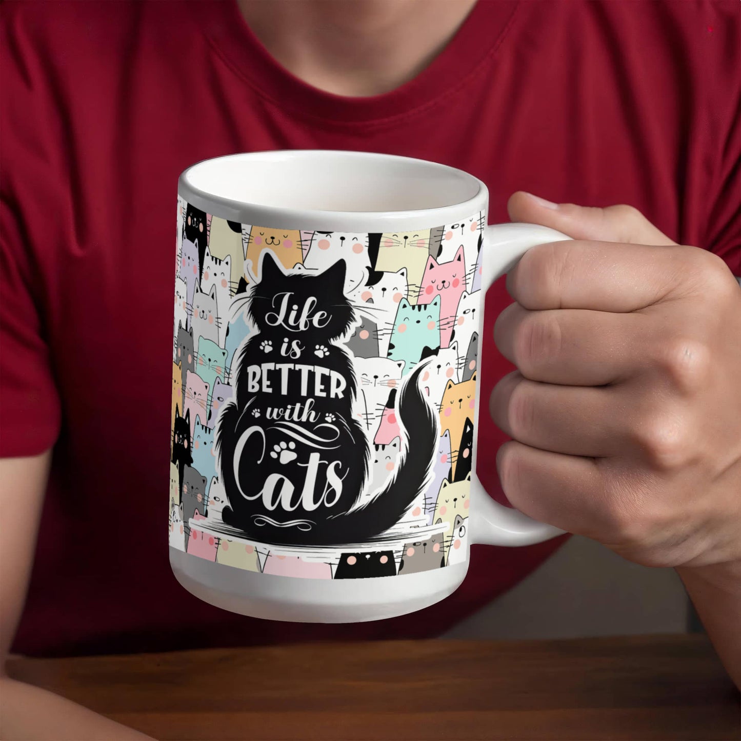 Life Is Better With Cats - White Ceramic Mug